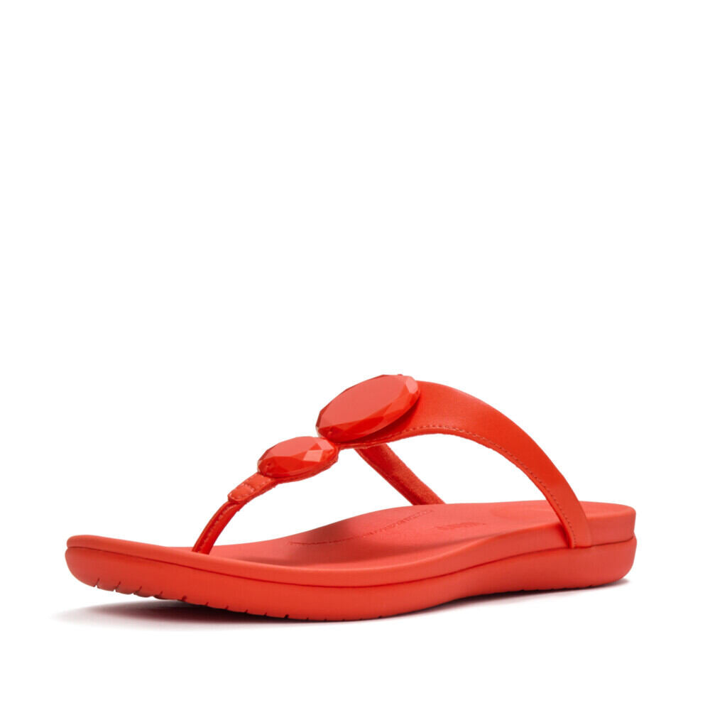 SOLAY GLOSSY-DISC TOE-POST SANDALS