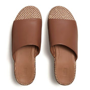 PLATFFORMS GRAPHIC-WEAVE LEATHER HEELED SLIDES