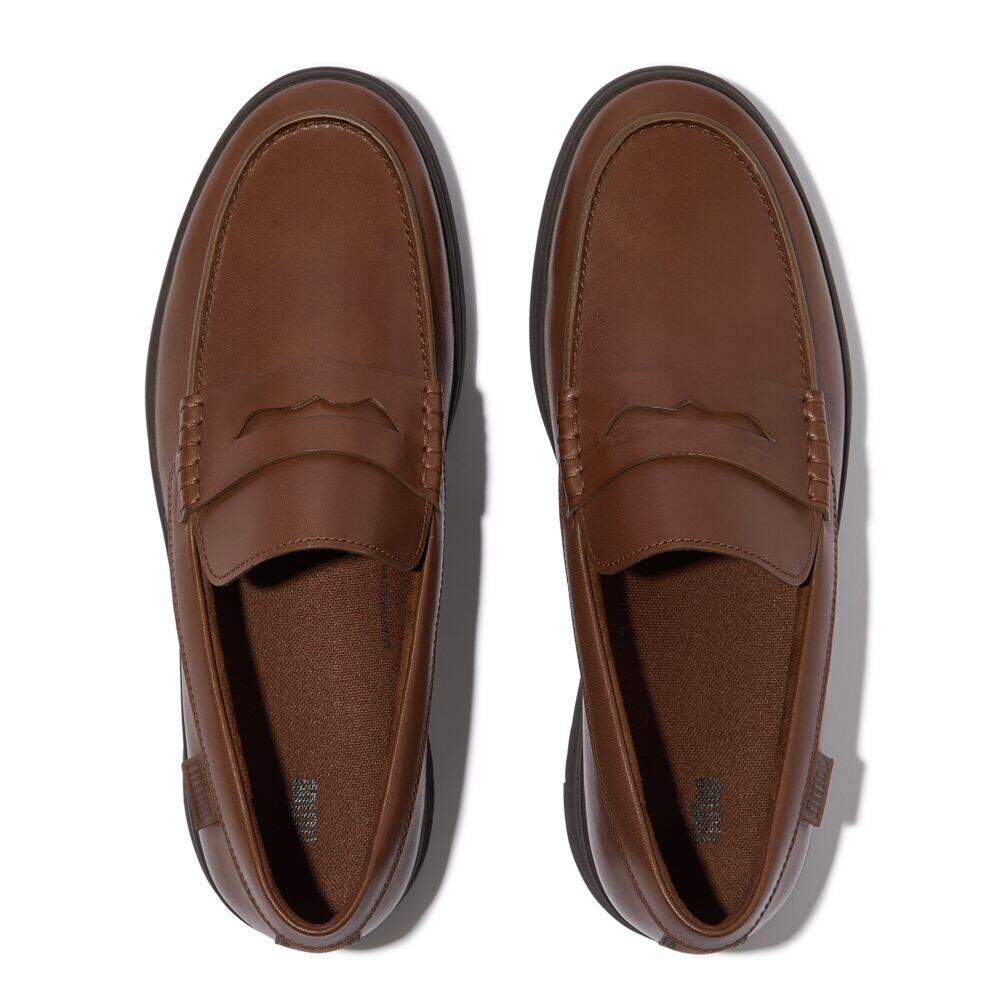 RALLY MENS LEATHER PENNY LOAFERS