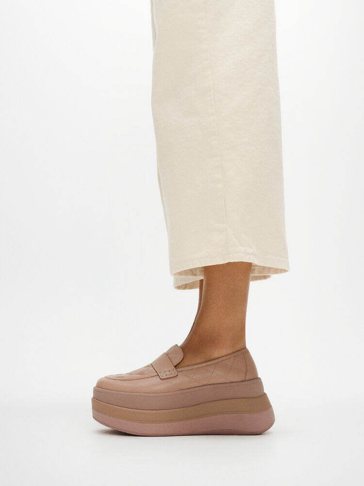 F-MODE STACK QUILTED-LEATHER LOAFERS