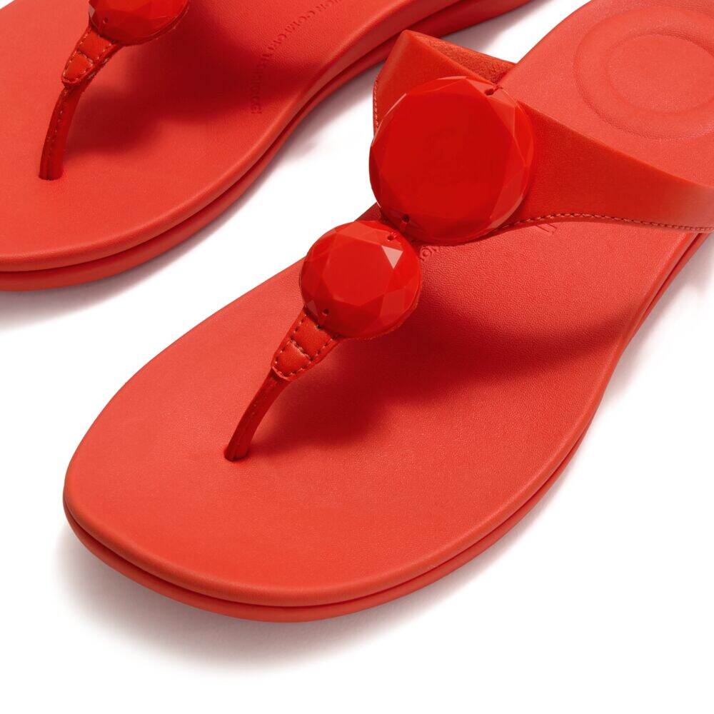 SOLAY GLOSSY-DISC TOE-POST SANDALS