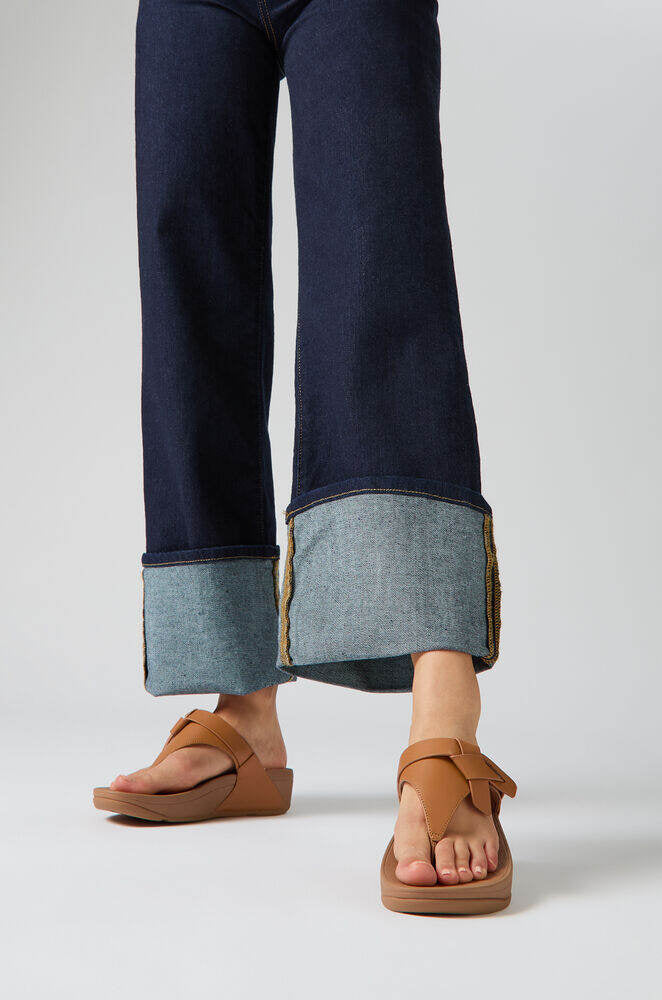 LULU FOLDED-KNOT LEATHER TOE-POST SANDALS