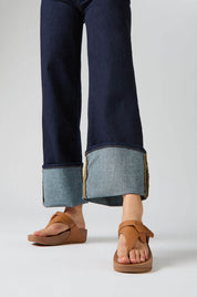 LULU FOLDED-KNOT LEATHER TOE-POST SANDALS