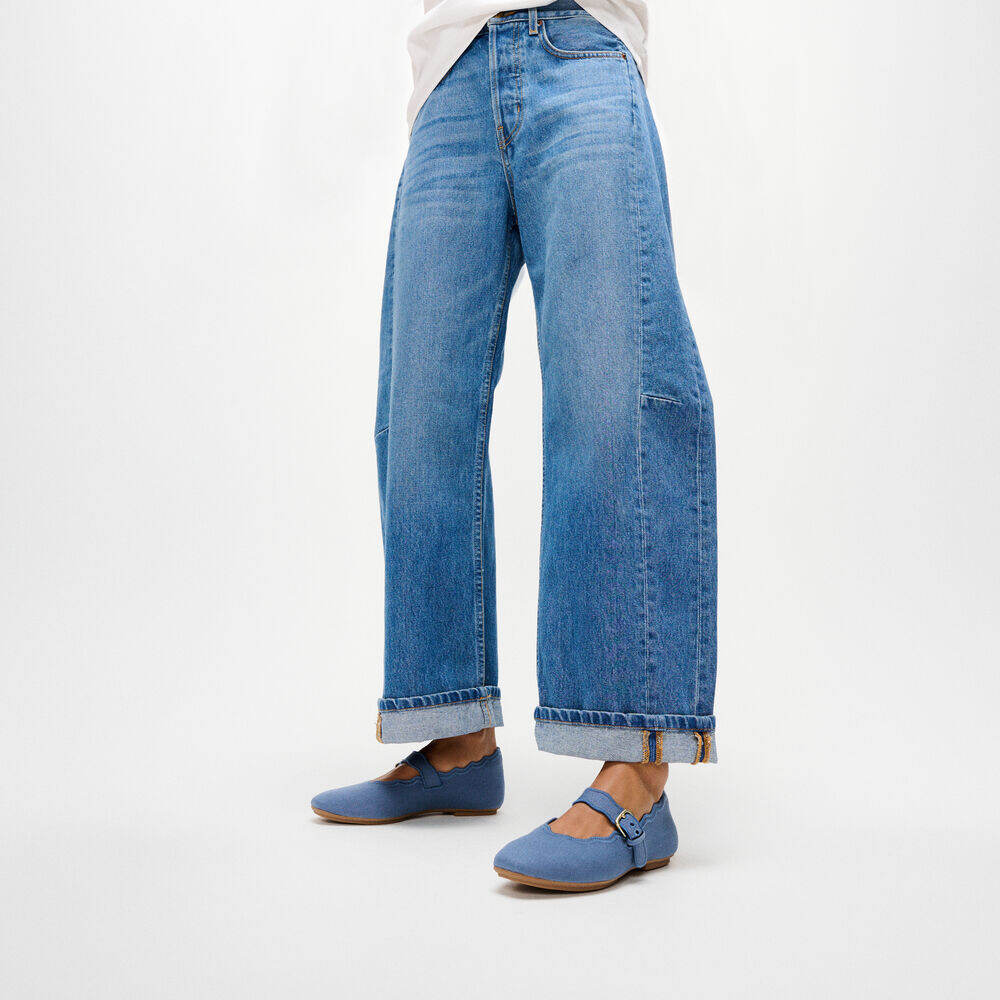 DELICATO WAVE-EDGE CANVAS MARY JANES