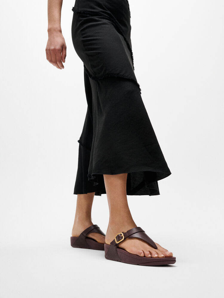 LULU ADJUSTABLE LEATHER TOE-POST SANDALS