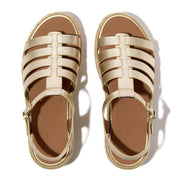 PLATFFORMS ESPADRILLE METALLIC-LEATHER FISHERMAN WEDGE SANDALS
