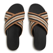 GRACIE STRIPE-WEBBING CROSS SLIDES