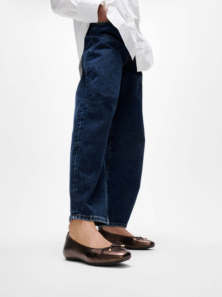 DELICATO BOW SOFT METALLIC-LEATHER BALLERINAS