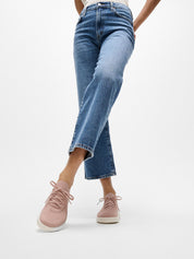 SUPER-Q CRYSTAL-TRIM KNIT SLIP-ON LACED TRAINERS - BEIGE BUFF