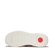 SUPER-Q CRYSTAL-TRIM KNIT SLIP-ON LACED TRAINERS - BEIGE BUFF