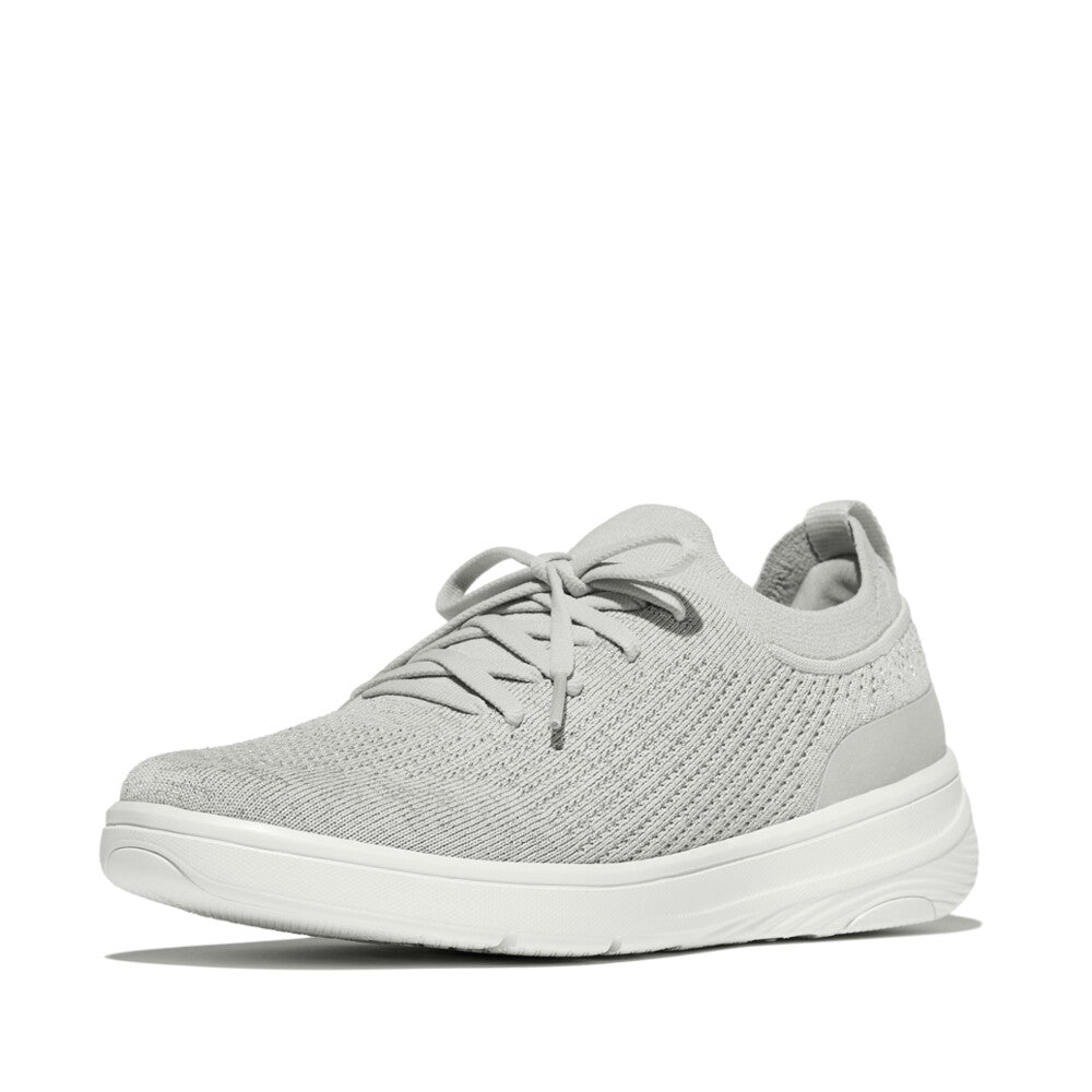 SUPER-Q KNIT SLIP-ON LACED TRAINERS - ARCTIC GREY/SILVER