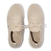 SUPER-Q KNIT SLIP-ON LACED TRAINERS - STONE BEIGE/PLATINO