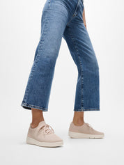 SUPER-Q KNIT SLIP-ON LACED TRAINERS - STONE BEIGE/PLATINO