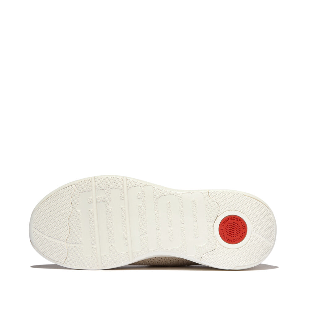 SUPER-Q KNIT SLIP-ON LACED TRAINERS - STONE BEIGE/PLATINO