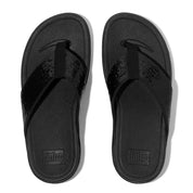 SURFA SEQUIN TOE-POST SANDALS - ALL BLACK (E1M-090)