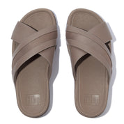 SURFER MENS LEATHER/MESH CROSS SLIDES - JAVA JAVA