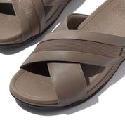 SURFER MENS LEATHER/MESH CROSS SLIDES - JAVA JAVA