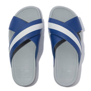 SURFER MENS LEATHER/MESH CROSS SLIDES - OCEAN BLUE