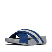 SURFER MENS LEATHER/MESH CROSS SLIDES - OCEAN BLUE