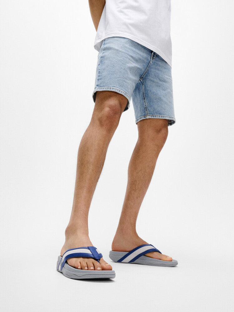 SURFER MENS LEATHER/MESH TOE-POST SANDALS - OCEAN BLUE