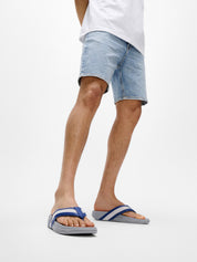 SURFER MENS LEATHER/MESH TOE-POST SANDALS - OCEAN BLUE