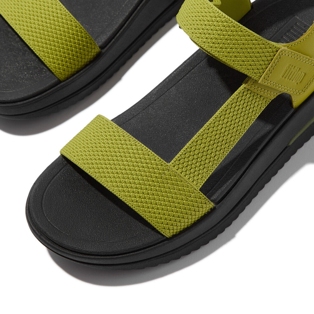SURFF TWO-TONE WEBBING/LEATHER BACK-STRAP SANDALS - LEMONGRASS (HK1-D02)