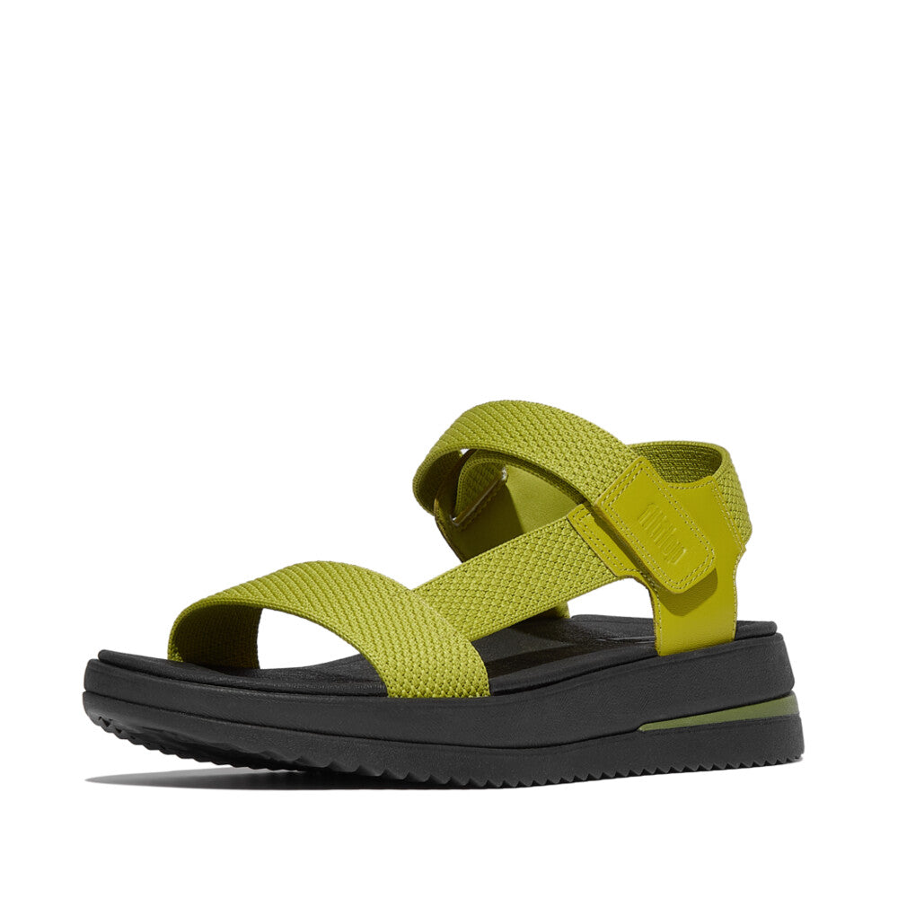 SURFF TWO-TONE WEBBING/LEATHER BACK-STRAP SANDALS - LEMONGRASS (HK1-D02)