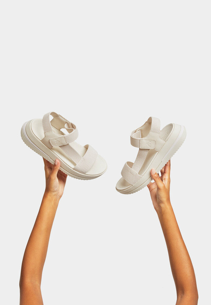 SURFF TWO-TONE WEBBING/LEATHER BACK-STRAP SANDALS - PARIS BEIGE (HK1-A99)