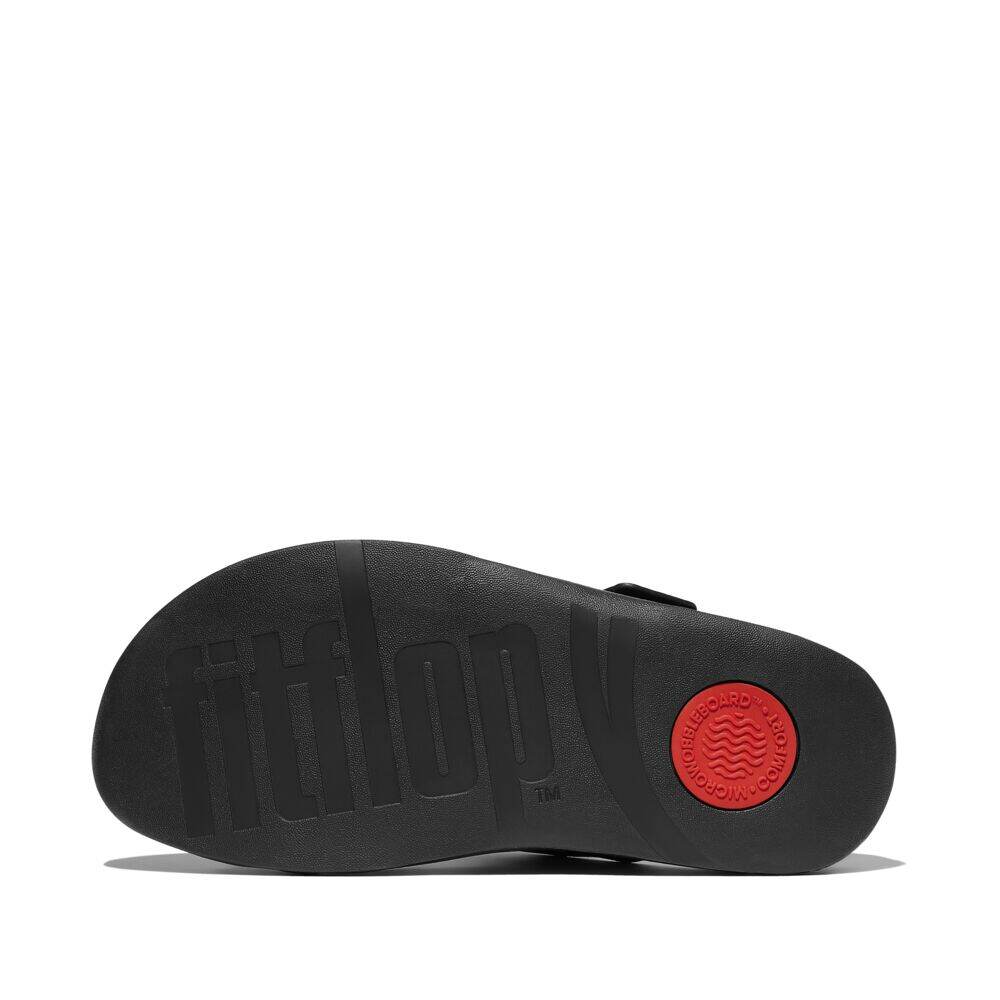 GOGH MOC MENS BUCKLE TUMBLED-LEATHER SLIDES