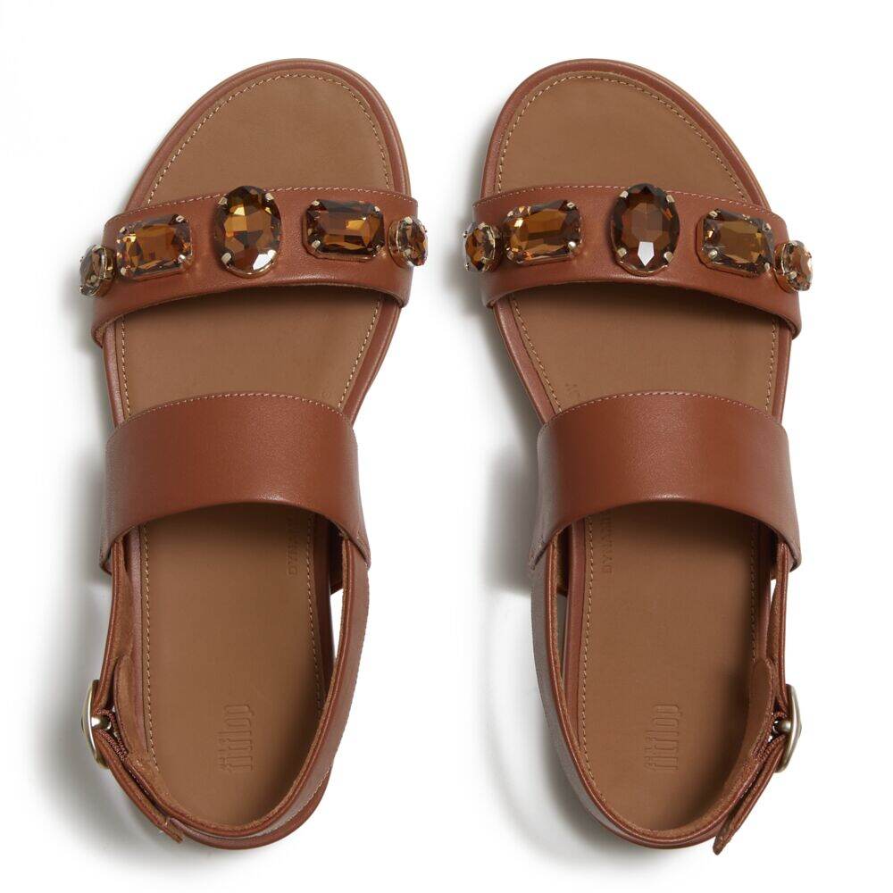 GRACIE ULTRA-JEWEL LEATHER BACK-STRAP SANDALS