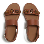 GRACIE ULTRA-JEWEL LEATHER BACK-STRAP SANDALS