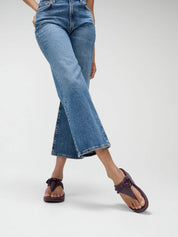 LULU GLITZ-BOW LEATHER TOE-POST SANDALS