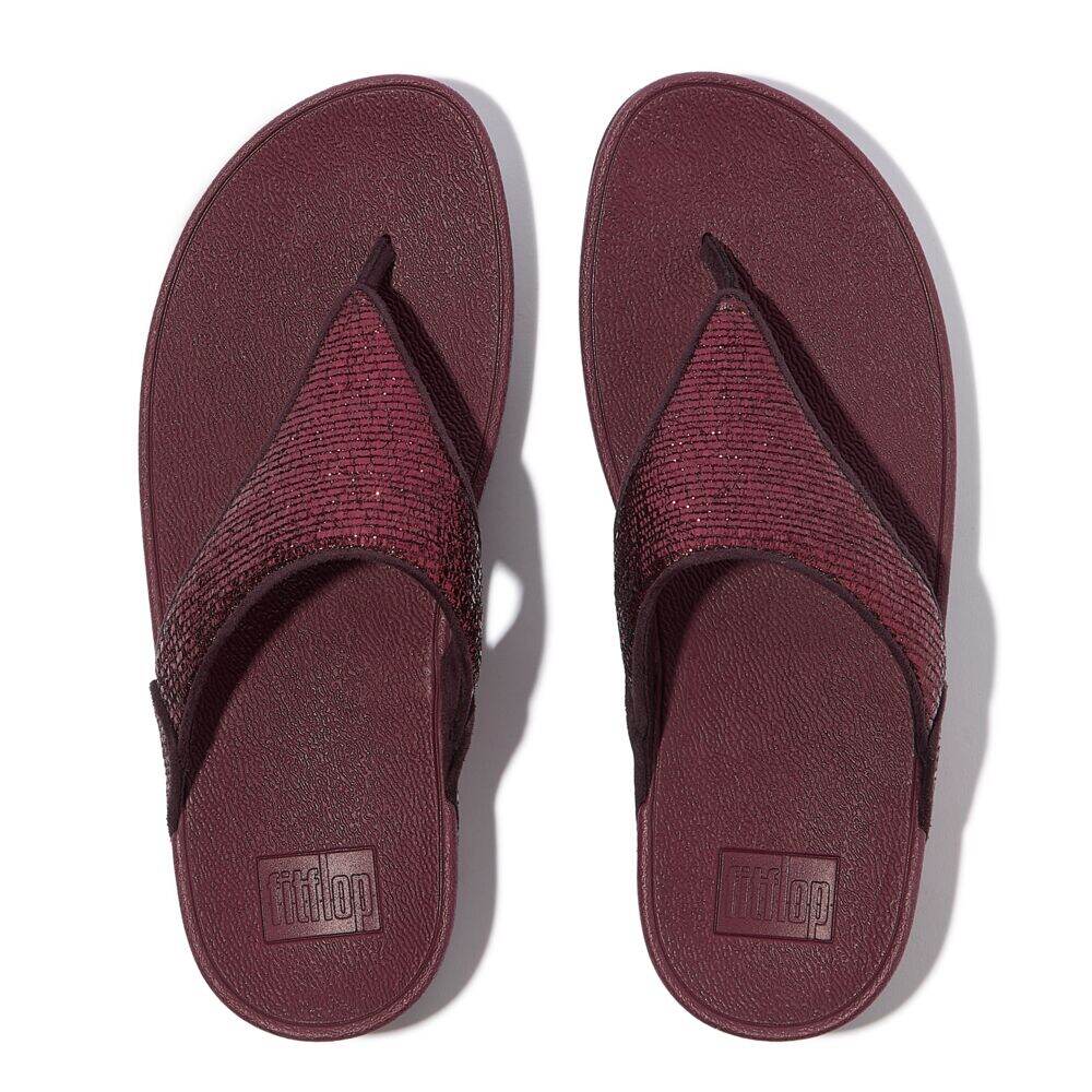 LULU CRINKLED-SHIMMER TOE-POST SANDALS