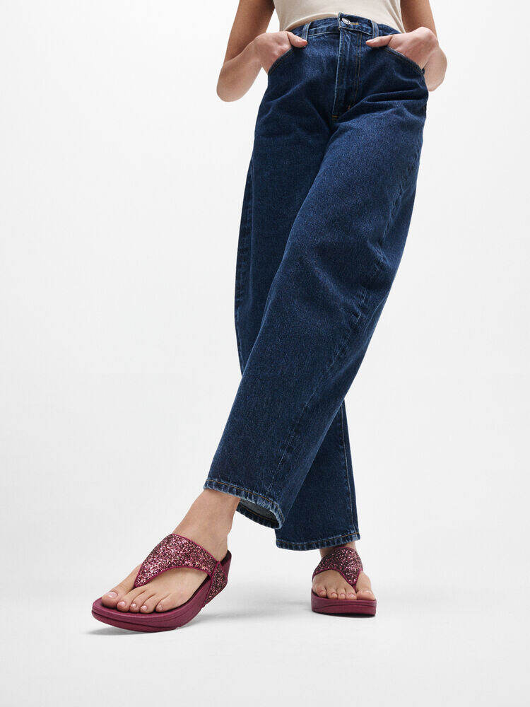 LULU MULTI-TONAL GLITTER TOE-POST SANDALS