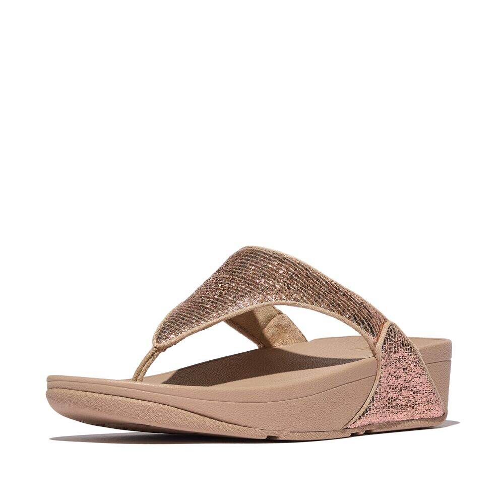 LULU CRINKLED-SHIMMER TOE-POST SANDALS