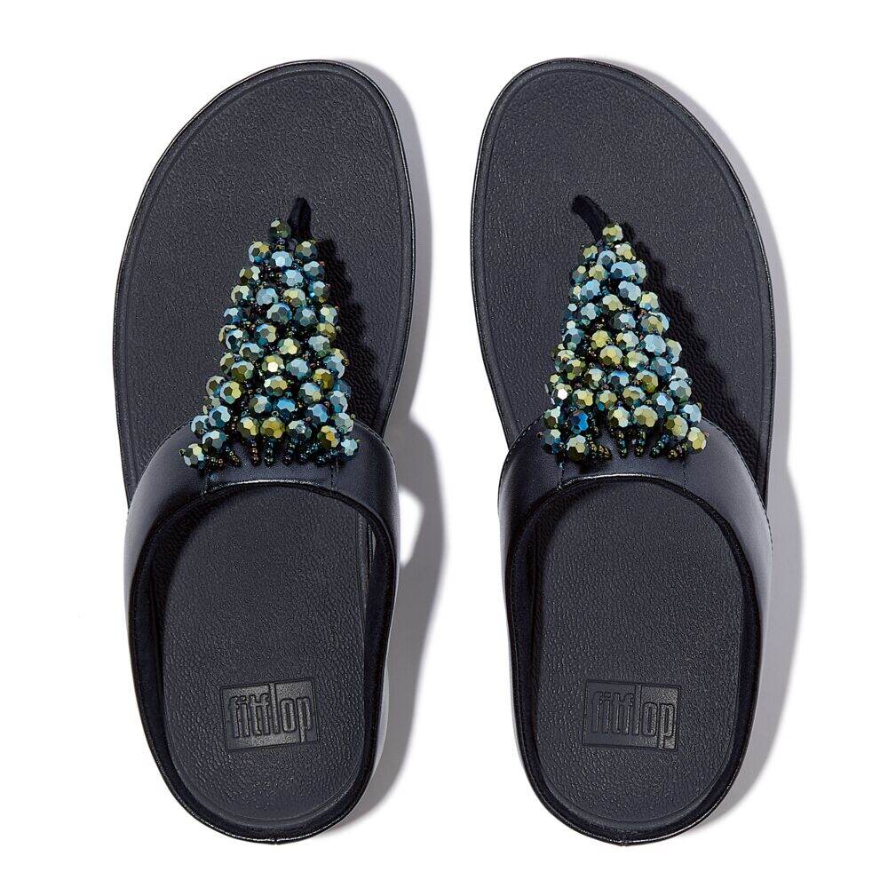 RUMBA METALLIC BEADED TOE-POST SANDALS