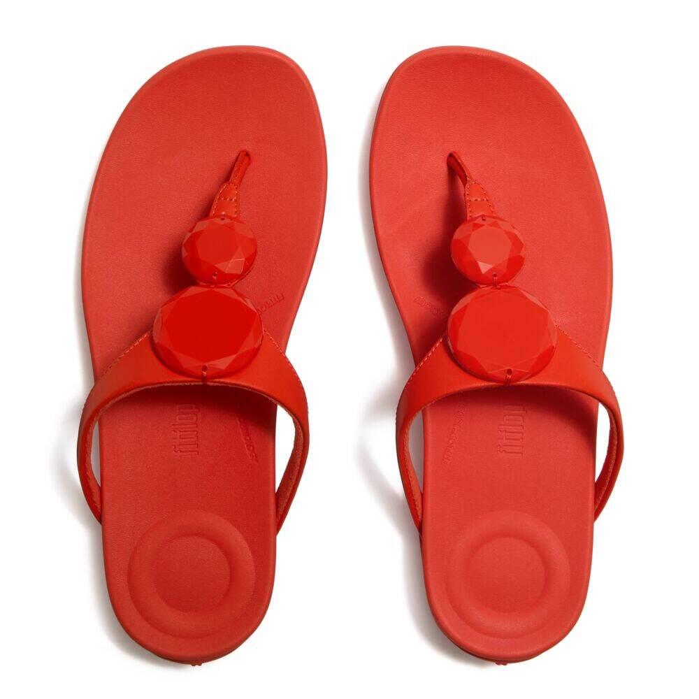 SOLAY GLOSSY-DISC TOE-POST SANDALS
