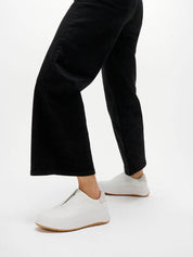F-MODE TUMBLED-LEATHER LACELESS SNEAKERS
