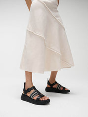 F-MODE V-WEAVE/LEATHER FISHERMAN SANDALS