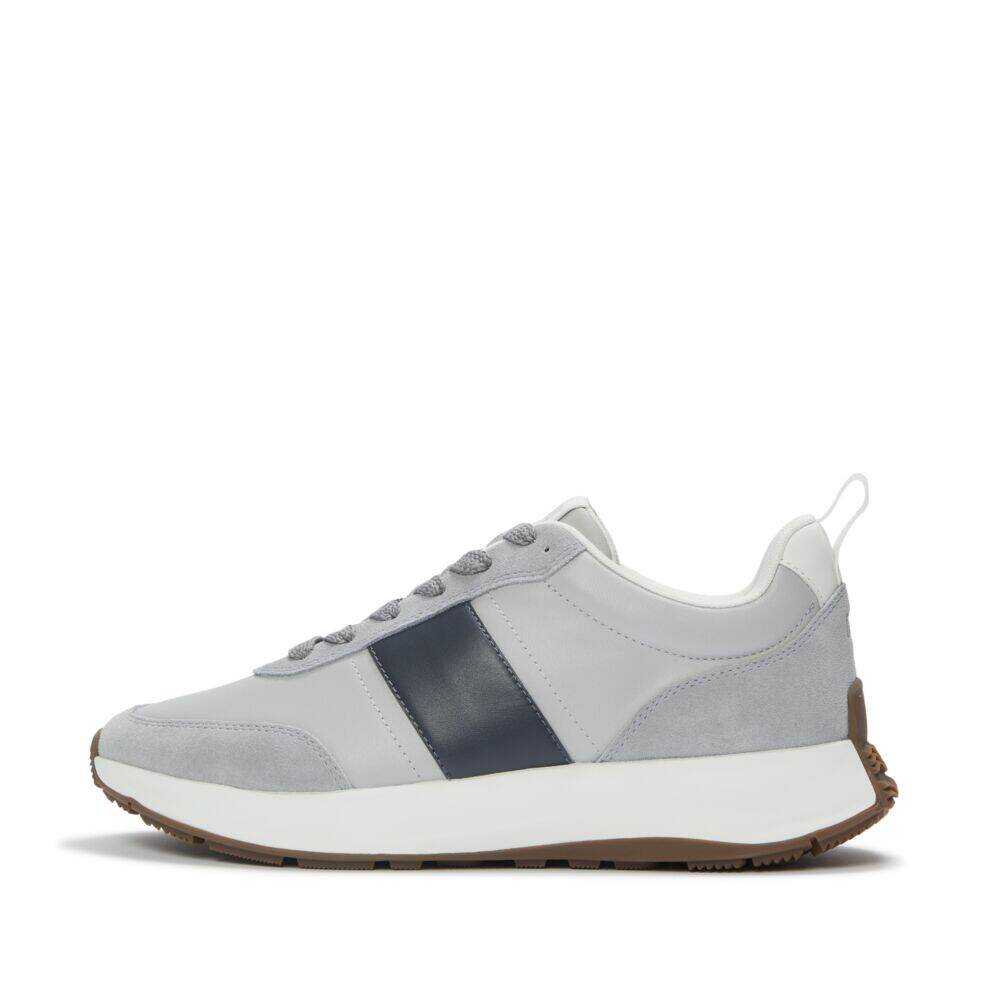 F-MODE FLOW MENS LEATHER/SUEDE SNEAKERS