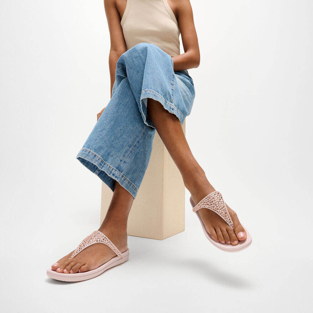 SOLAY MIXED-CRYSTAL TOE-POST SANDALS