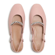 DELICATO PEARLS-AND-CRYSTAL LEATHER SLINGBACKS