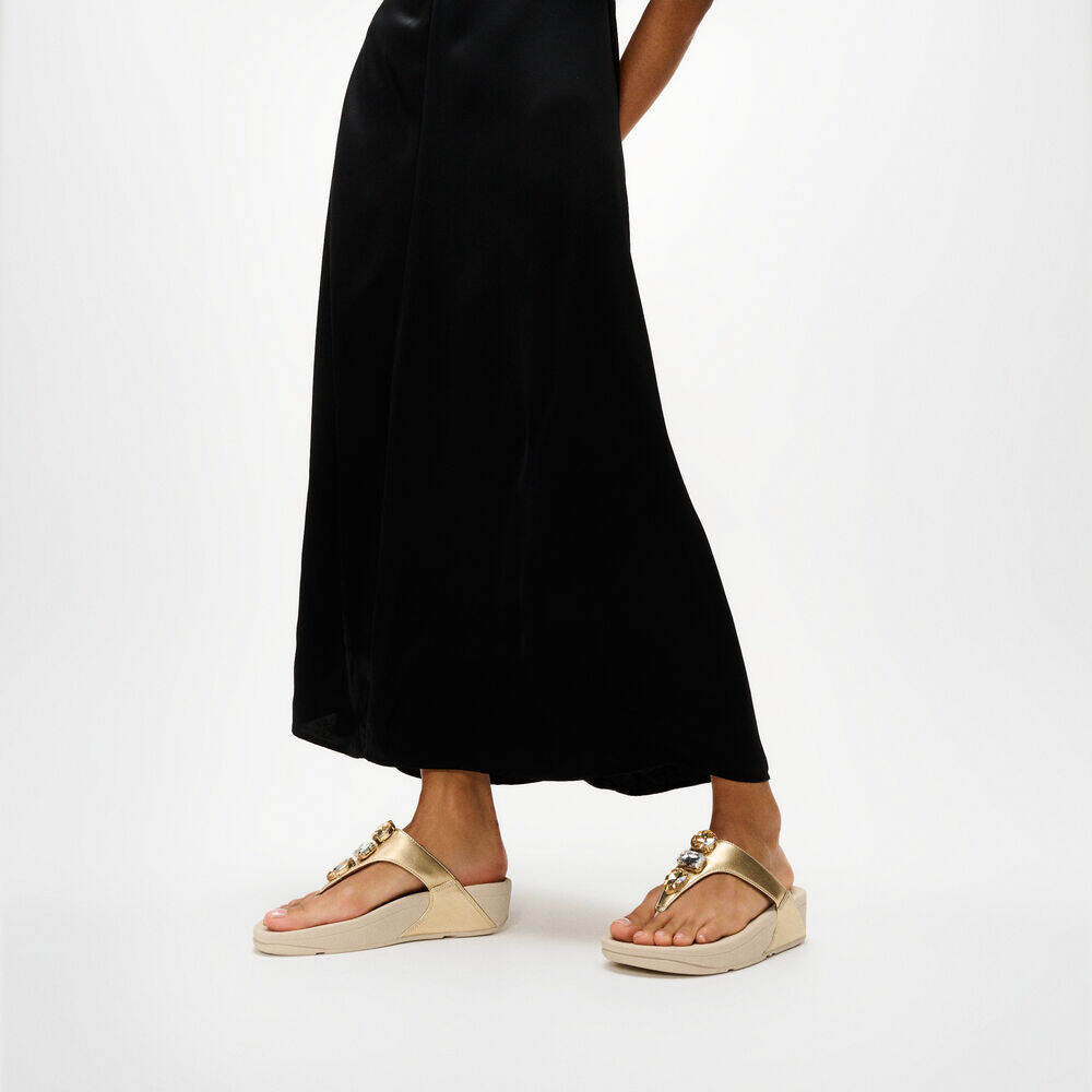 LULU ULTRA-JEWEL METALLIC TOE-POST SANDALS