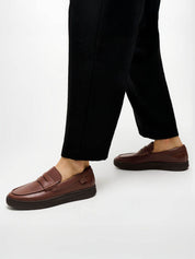 RALLY MENS LEATHER PENNY LOAFERS