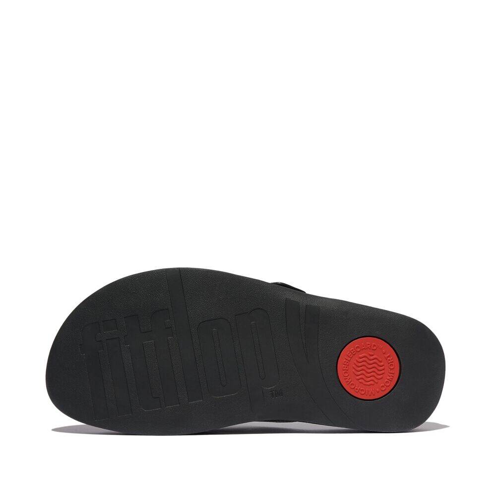SURFER MENS BUCKLE TUMBLED-LEATHER CROSS SLIDES
