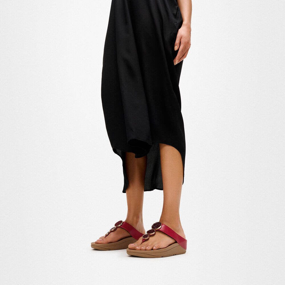 HALO BEAD-CIRCLE METALLIC TOE-POST SANDALS