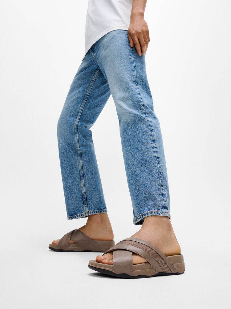 SURFER MENS LEATHER/MESH CROSS SLIDES