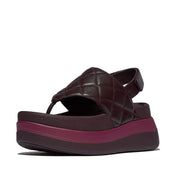 F-MODE STACK QUILTED-LEATHER BACK-STRAP TOE-POST SANDALS