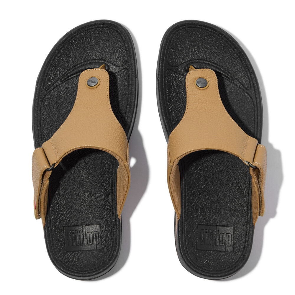 TRAKK II MENS LEATHER TOE-POST SANDALS - CAMEL
