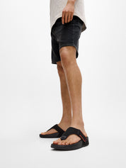 TRAKK MENS ADJUSTABLE WATER-RESISTANT MESH TOE-POST SANDALS -BLACK/TERRACOTTA